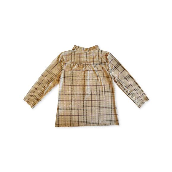 CHARTER CLUB Womens Ivory Plaid Long Sleeve Collared Top M - Picture 2 of 2